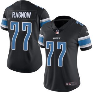 Lions #77 Frank Ragnow Black Women's Stitched NFL Limited Rush Jersey