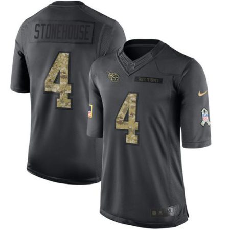 Titans #4 Ryan Stonehouse Black Men's Stitched NFL Limited 2016 Salute To Service Jersey