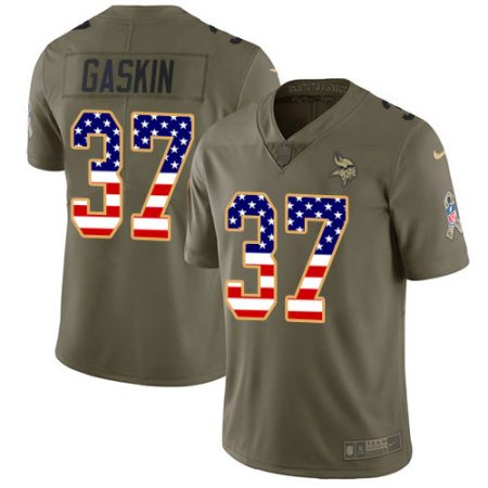 Vikings #37 Myles Gaskin Olive/USA Flag Youth Stitched NFL Limited 2017 Salute To Service Jersey