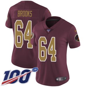 commanders #64 mason brooks burgundy red alternate women's stitched nfl 100th season vapor limited cheap jersey