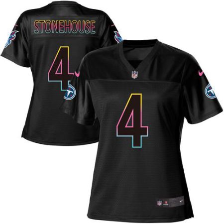 Titans #4 Ryan Stonehouse Black Women's NFL Fashion Game Jersey