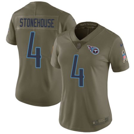 elite Titans #4 Ryan Stonehouse Olive Women's Stitched NFL Limited 2017 Salute to Service Jersey