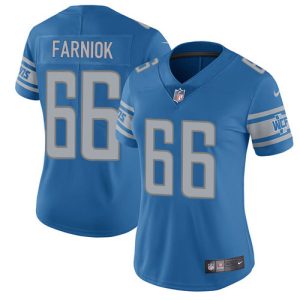 Lions #66 Matt Farniok Blue Team Color Women's Stitched NFL Vapor Untouchable Limited Jersey