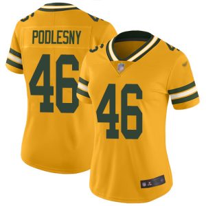 Packers #46 Jack Podlesny Gold Women's Stitched NFL Limited Inverted Legend Jersey