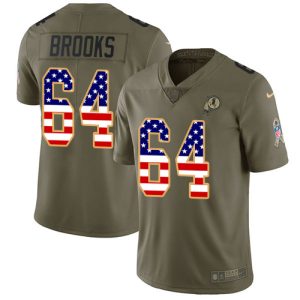 elite Commanders #64 Mason Brooks Olive/USA Flag Youth Stitched NFL Limited 2017 Salute To Service Jersey