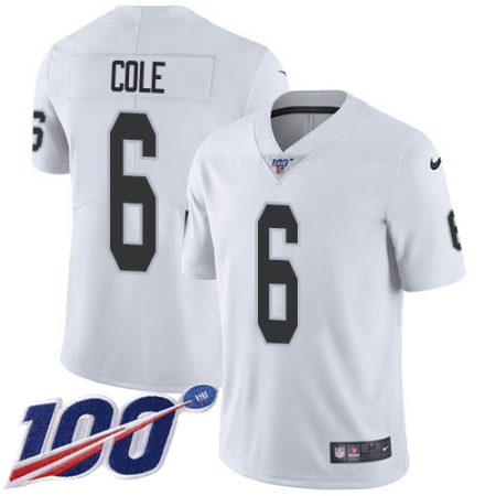 Raiders #6 AJ Cole White Youth Stitched NFL 100th Season Vapor Untouchable Limited Jersey