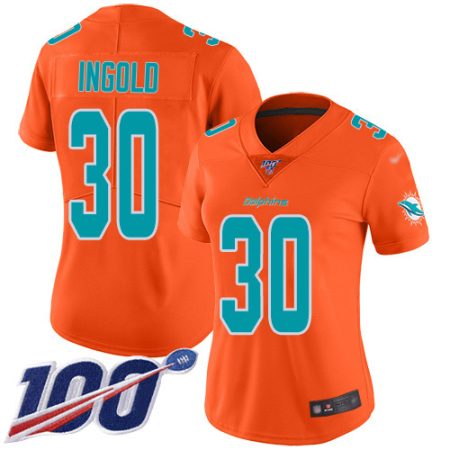 elite Dolphins #30 Alec Ingold Orange Women's Stitched NFL Limited Inverted Legend 100th Season Jersey