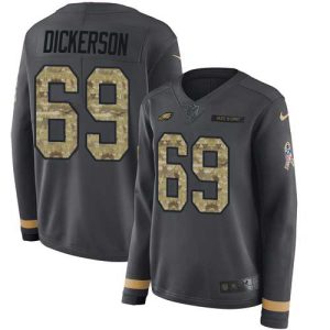 eagles #69 landon dickerson anthracite salute to service women's stitched nfl limited therma long sleeve elite jersey