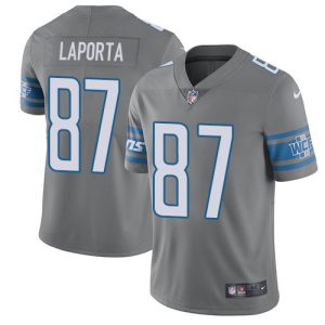 wholesale Lions #87 Sam LaPorta Gray Men's Stitched NFL Limited Rush Jersey