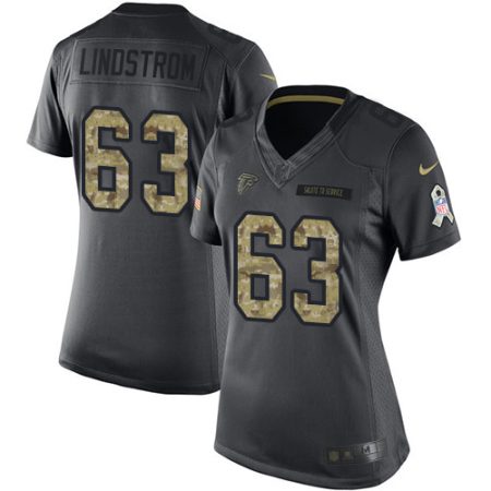 cheap Falcons #63 Chris Lindstrom Black Stitched Women's NFL Limited 2016 Salute to Service Jersey