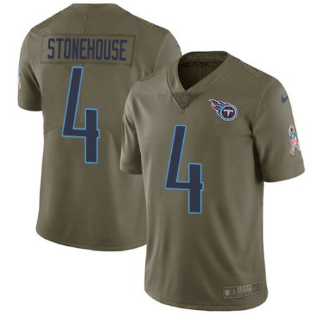 wholesale Titans #4 Ryan Stonehouse Olive Youth Stitched NFL Limited 2017 Salute To Service Jersey