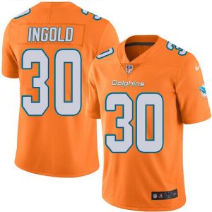 dolphins #30 alec ingold orange youth stitched nfl limited rush wholesale jersey