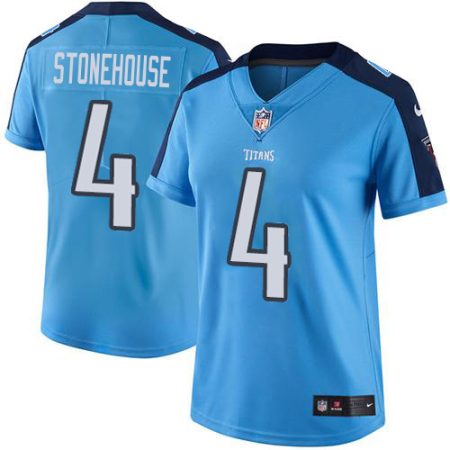 elite Titans #4 Ryan Stonehouse Light Blue Women's Stitched NFL Limited Rush Jersey