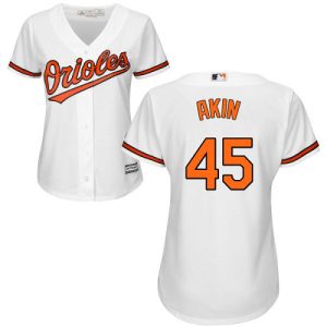 orioles #45 keegan akin white home women's stitched mlb elite jersey