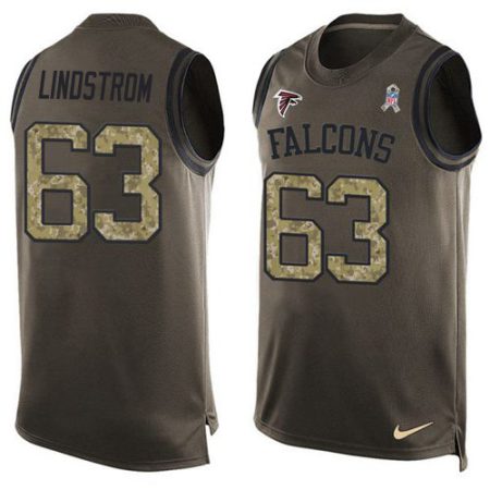 falcons #63 chris lindstrom green men's stitched nfl limited salute to service tank top wholesale jersey