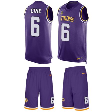 vikings #6 lewis cine purple team color men's stitched nfl limited tank top suit wholesale jersey