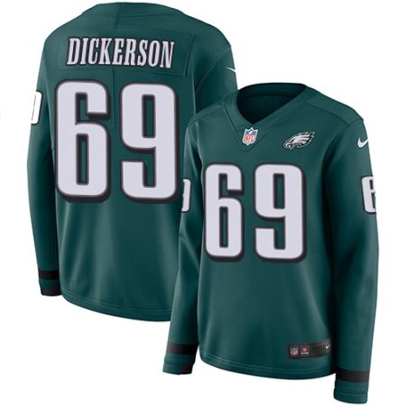 Eagles #69 Landon Dickerson Green Team Color Women's Stitched NFL Limited Therma Long Sleeve Jersey