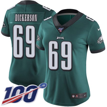 Eagles #69 Landon Dickerson Green Team Color Women's Stitched NFL 100th Season Vapor Untouchable Limited Jersey