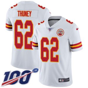 chiefs #62 joe thuney white youth stitched nfl 100th season vapor limited elite jersey