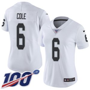 Raiders #6 AJ Cole White Women's Stitched NFL 100th Season Vapor Untouchable Limited Jersey