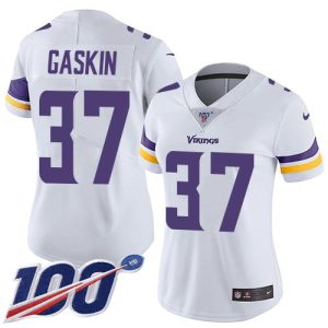 vikings #37 myles gaskin white women's stitched nfl 100th season vapor untouchable limited elite jersey