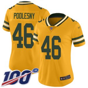 packers #46 jack podlesny gold women's stitched nfl limited inverted legend 100th season cheap jersey