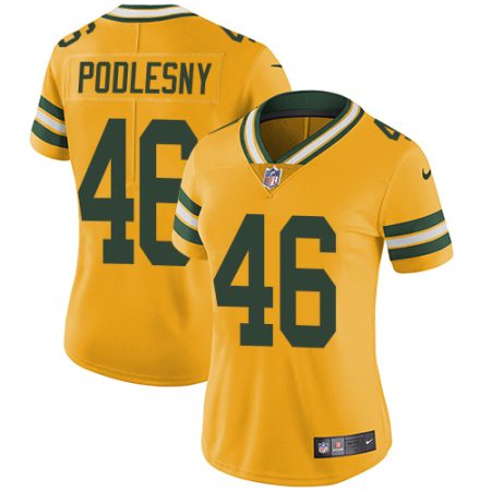 Packers #46 Jack Podlesny Yellow Women's Stitched NFL Limited Rush Jersey