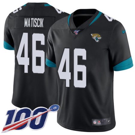 Jaguars #46 Ross Matiscik Black Team Color Youth Stitched NFL 100th Season Vapor Limited Jersey