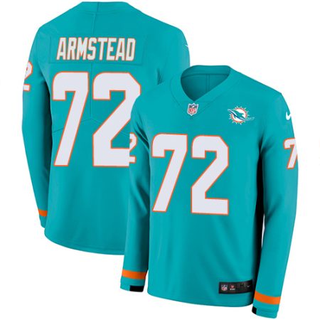 Dolphins #72 Terron Armstead Aqua Green Team Color Youth Stitched NFL Limited Therma Long Sleeve Jersey