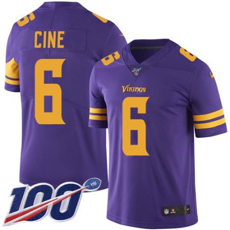 elite Vikings #6 Lewis Cine Purple Youth Stitched NFL Limited Rush 100th Season Jersey