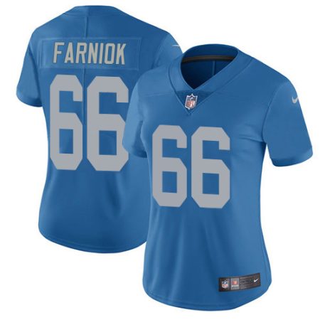 elite Lions #66 Matt Farniok Blue Throwback Women's Stitched NFL Vapor Untouchable Limited Jersey