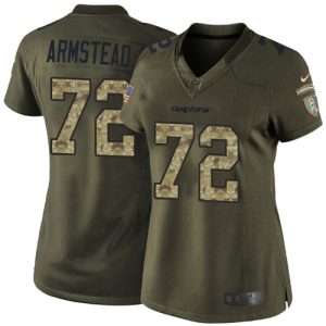 wholesale Dolphins #72 Terron Armstead Green Women's Stitched NFL Limited 2015 Salute to Service Jersey