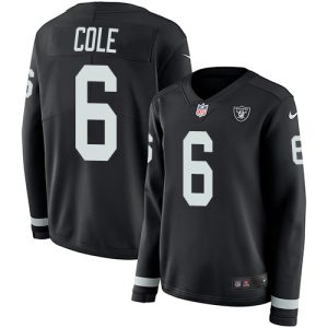 wholesale Raiders #6 AJ Cole Black Team Color Women's Stitched NFL Limited Therma Long Sleeve Jersey