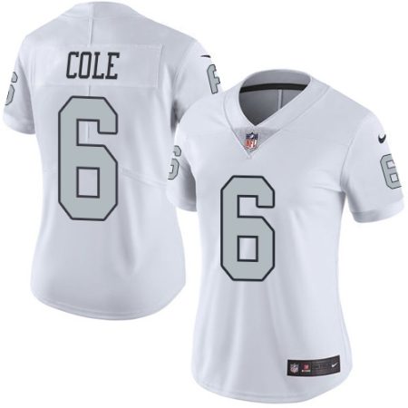 elite Raiders #6 AJ Cole White Women's Stitched NFL Limited Rush Jersey