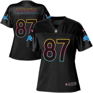 elite Lions #87 Sam LaPorta Black Women's NFL Fashion Game Jersey