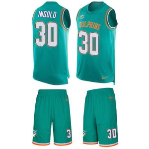 Dolphins #30 Alec Ingold Aqua Green Team Color Men's Stitched NFL Limited Tank Top Suit Jersey