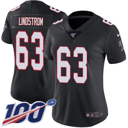 Falcons #63 Chris Lindstrom Black Alternate Stitched Women's NFL 100th Season Vapor Untouchable Limited Jersey