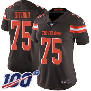 browns #75 joel bitonio brown team color women's stitched nfl 100th season vapor untouchable limited elite jersey