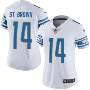 Lions #14 Amon-Ra St. Brown White Women's Stitched NFL Vapor Untouchable Limited Jersey