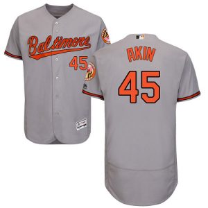 Orioles #45 Keegan Akin Grey Flexbase Authentic Collection Stitched MLB Jersey