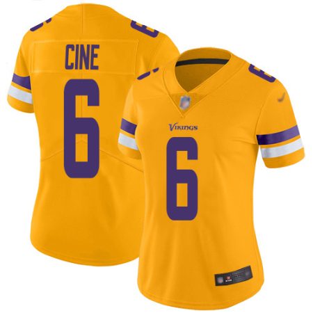 Vikings #6 Lewis Cine Gold Women's Stitched NFL Limited Inverted Legend Jersey