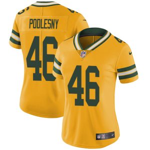 cheap Packers #46 Jack Podlesny Yellow Women's Stitched NFL Limited Rush 100th Season Jersey