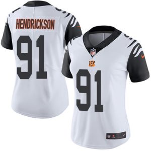 Bengals #91 Trey Hendrickson White Women's Stitched NFL Limited Rush Jersey