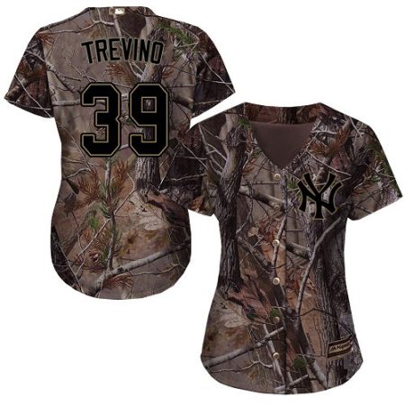 Yankees #39 Jose Trevino Camo Realtree Collection Cool Base Women's Stitched MLB Jersey