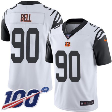 wholesale Bengals #90 Travis Bell White Men's Stitched NFL Limited Rush 100th Season Jersey