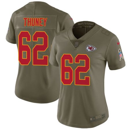 wholesale Chiefs #62 Joe Thuney Olive Women's Stitched NFL Limited 2017 Salute to Service Jersey