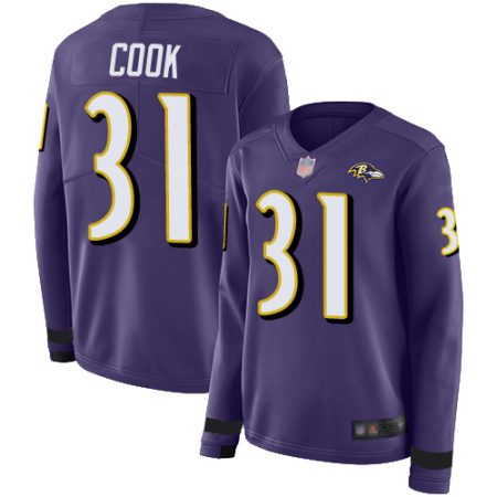 ravens #31 dalvin cook purple team color women's stitched nfl limited therma long sleeve cheap jersey