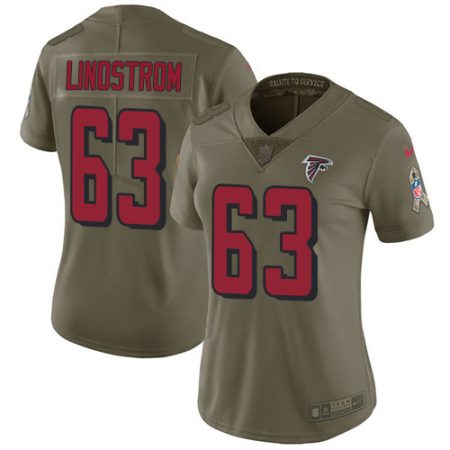 elite Falcons #63 Chris Lindstrom Olive Stitched Women's NFL Limited 2017 Salute To Service Jersey