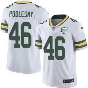 Packers #46 Jack Podlesny White Men's 100th Season Stitched NFL Vapor Untouchable Limited Jersey