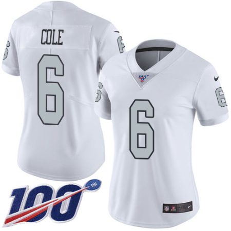 Raiders #6 AJ Cole White Women's Stitched NFL Limited Rush 100th Season Jersey